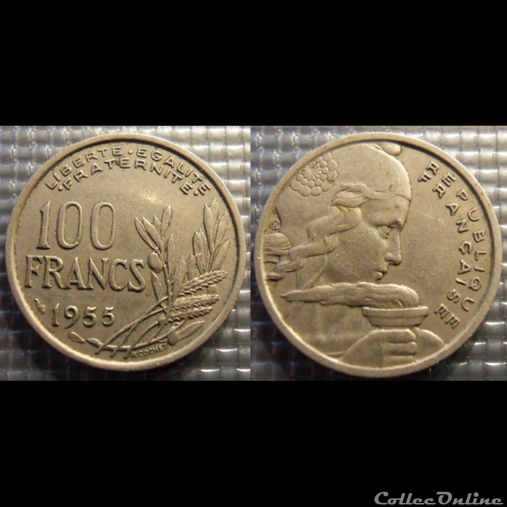 Oa 100 francs Cochet 1955 24mm 6g monnaie france moderne oa 100 francs cochet 1955 24mm 6g
