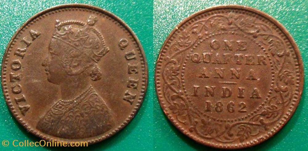 India 1/4 Anna 1862 monnaies monde india 1 4 anna 1862