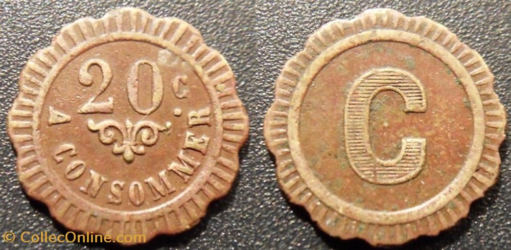 f- Jeton à consommer 20c à Consommer C monnaies paranumismatique jetons poids f jeton a consommer 20c a consommer c