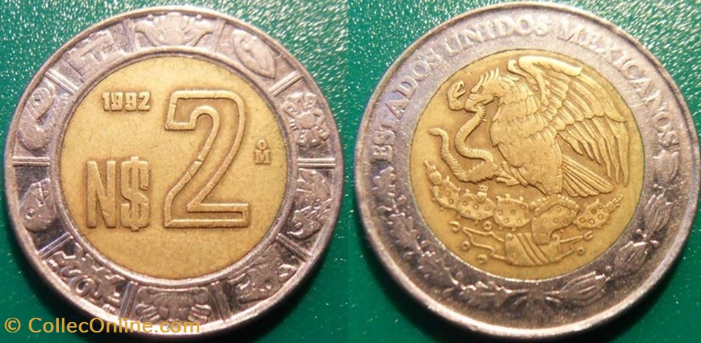 2 N Pesos 1992 monnaie monde mexique 2 n pesos 1992