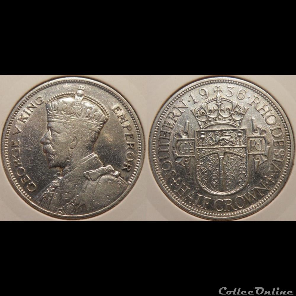 Zimbabwe South Rhodésia 1/2 Crown 1936 monnaies zimbabwe south rhodesia 1 2 crown 1936