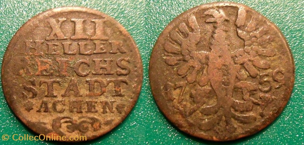 Allemagne Aachen 12 Heller 1759 monnaie monde allemagne aachen 12 heller 1759