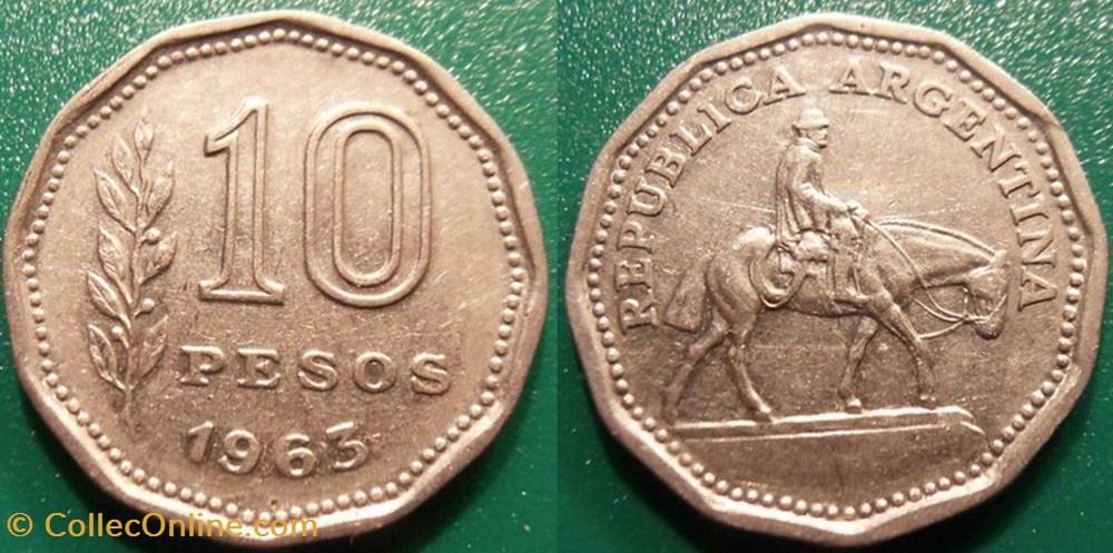 monnaie monde argentine 10 pesos 1963