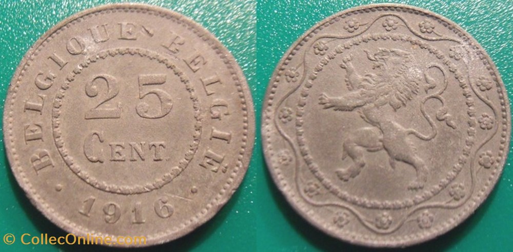 Belgique 25 Centimes 1916 Belgique-Belgie Occupation Allemande monnaie monde belgique 25 centimes 1916 belgique belgie occupation allemande