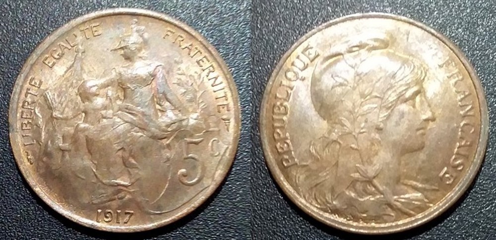 monnaies monde france ca 5 centimes dupuis 1917