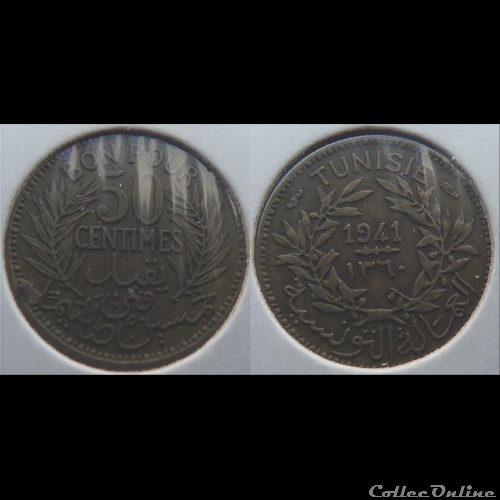 monnaie france colony tunisie 50 centimes 1941 aile