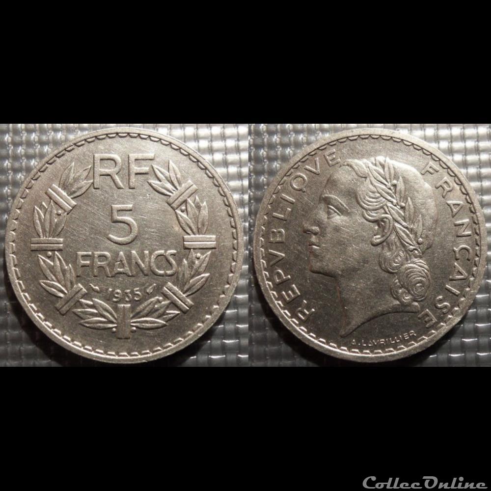 Kb 5 francs Lavrillier 1935 31mm 12g monnaie france moderne kb 5 francs lavrillier 1935 31mm 12g