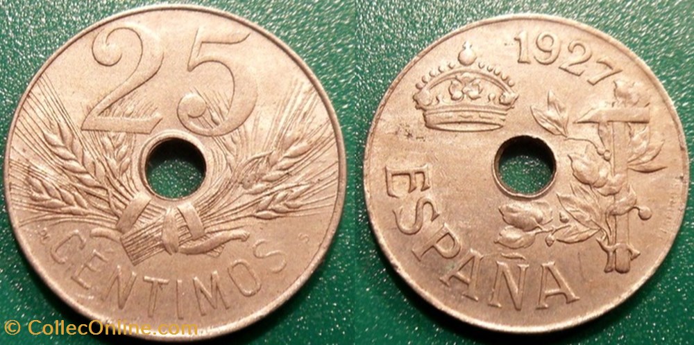 25 Centimos 1927 monnaie monde espagne 25 centimos 1927