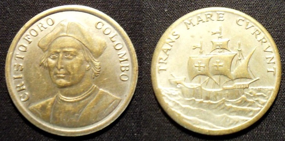 e- J etr Italie Cristoforo Colombo monnaies paranumismatique jetons poids e j etr italie cristoforo colombo