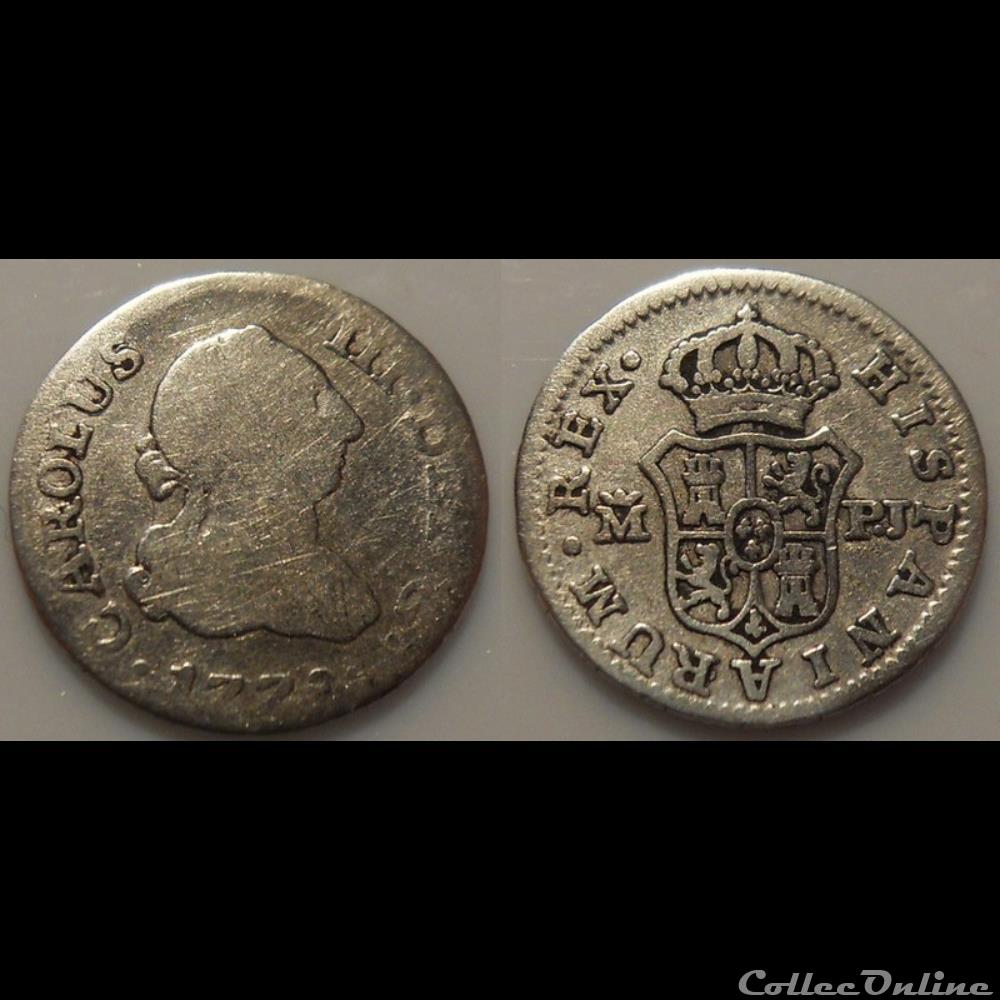 Espagne 1/2 Réal Charles III 1772 monnaie antique romaine espagne 1 2 real charles iii 1772