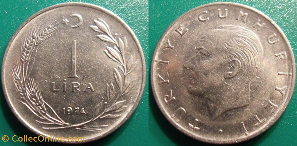 1 Lira 1974 monnaie monde turquie 1 lira 1974