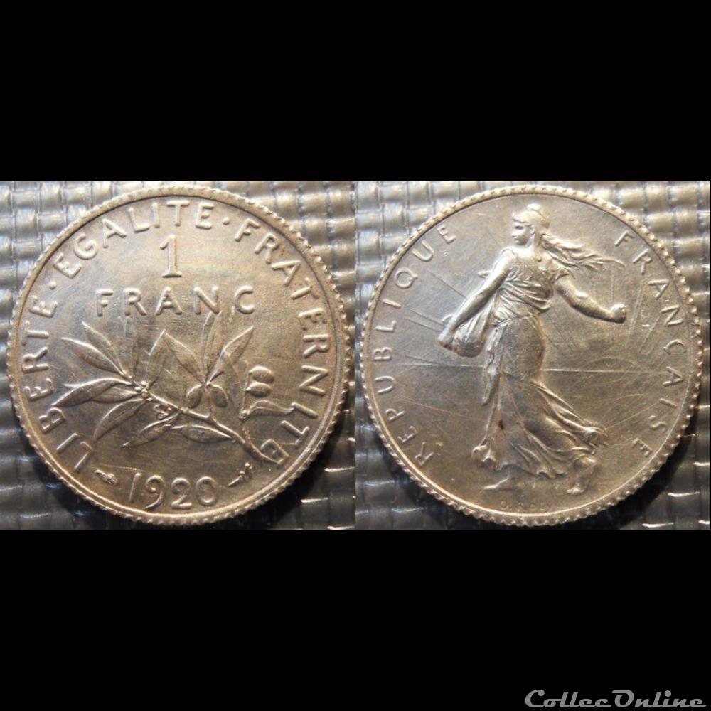 Ha 1 franc Semeuse 1920 23mm 5g monnaie france moderne ha 1 franc semeuse 1920 23mm 5g