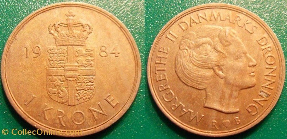 1 Krone 1984 monnaie monde danemark 1 krone 1984