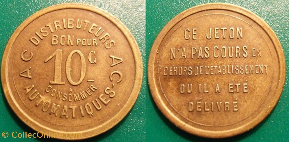 monnaies jetons mereaux f jeton a consommer bon pour 10c ac distributeurs ac automatiques