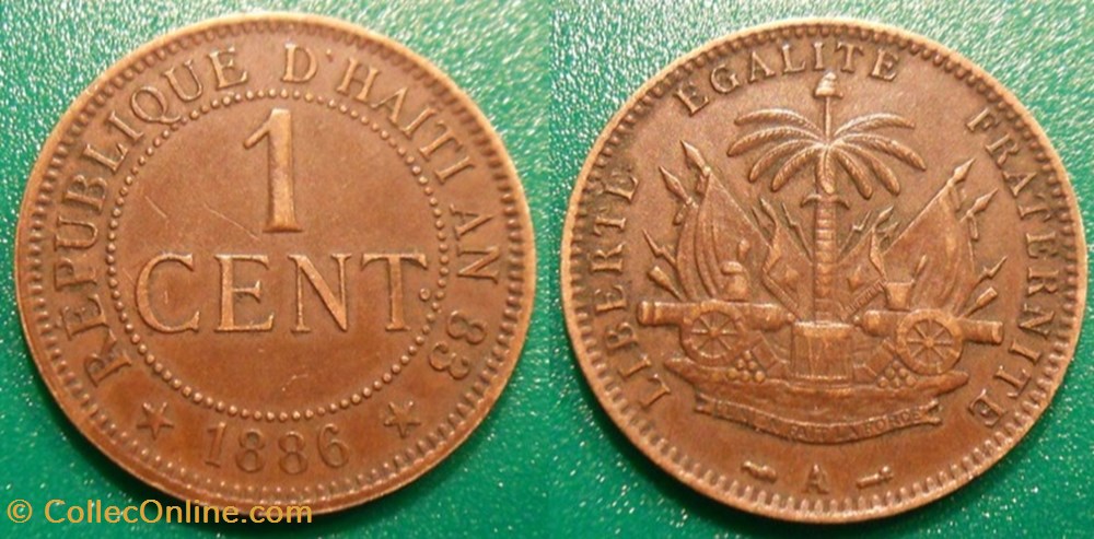 Haïti 1 Cent 1886 monnaies monde haiti 1 cent 1886