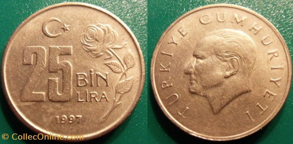 25 Bin Lira 1997 monnaie monde turquie 25 bin lira 1997