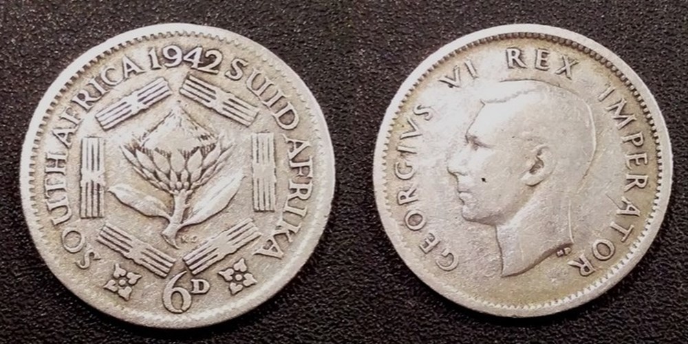 South Africa 6 pence 1942 Georges VI monnaies south africa 6 pence 1942 georges vi