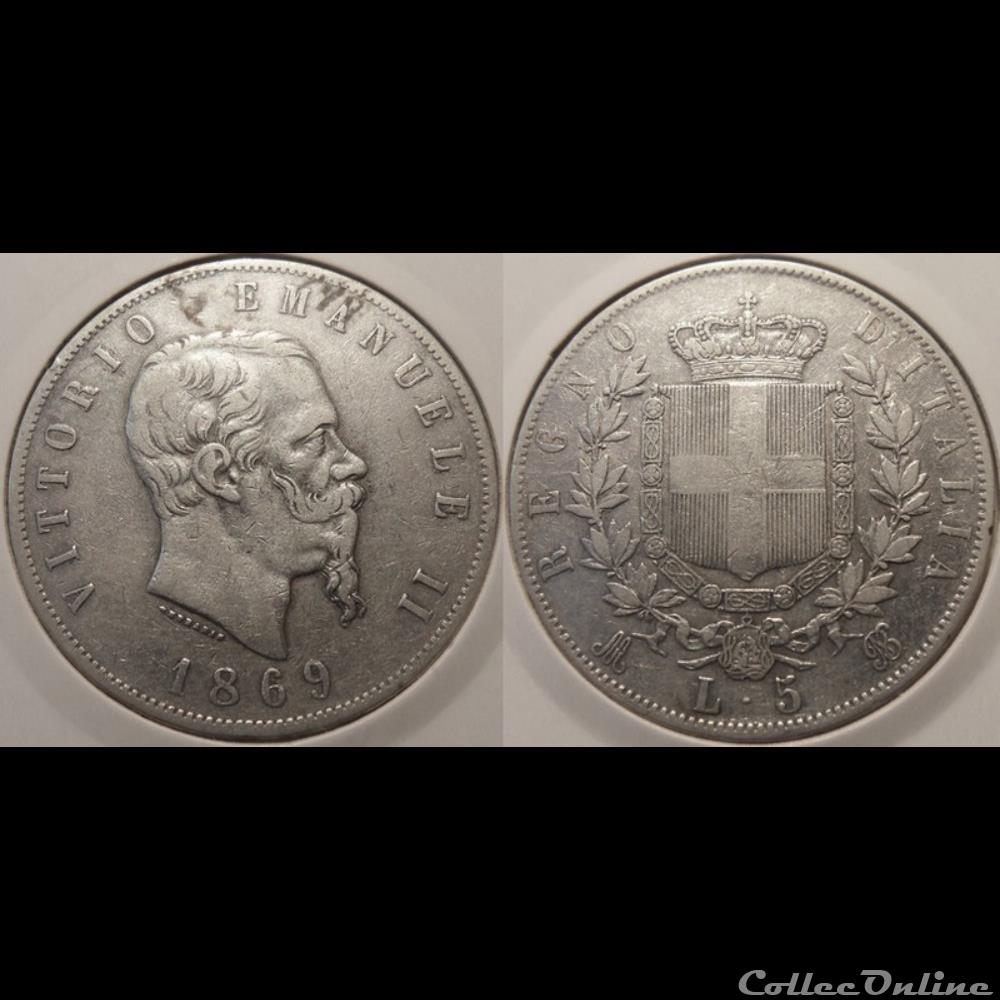 monnaie jeton mereaux moderne italie 5 lires 1869 m