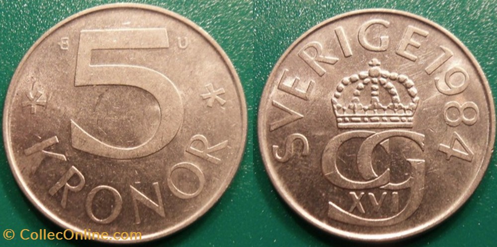 5 Kronor 1984 monnaie monde suede 5 kronor 1984