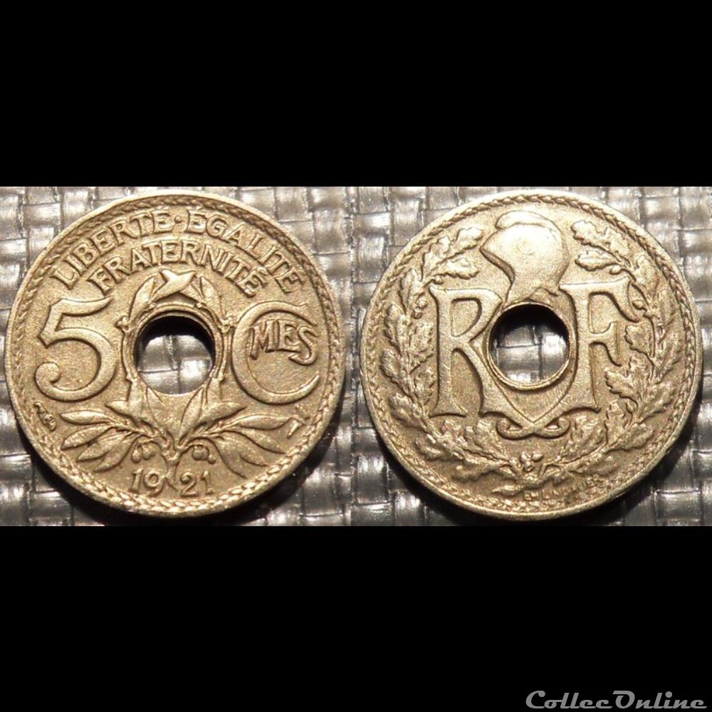 Cc 5 centimes EM Lindauer 1921 17mm 2g monnaie france moderne cc 5 centimes em lindauer 1921 17mm 2g
