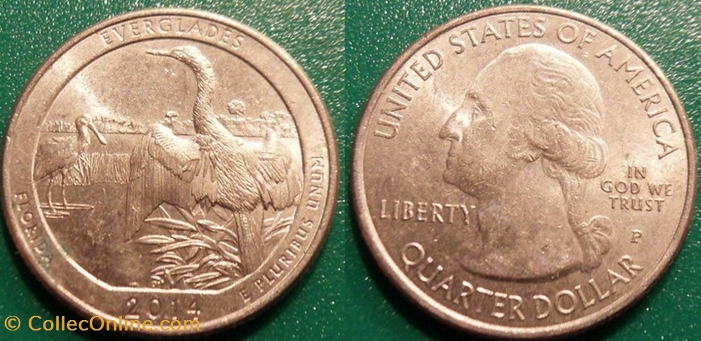 1/4 dollar 2014 P U. S. Florida Everglades monnaie monde etat uni 1 4 dollar 2014 p u s florida everglades