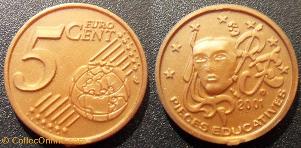 b- Jeton - France - Pièces éducatives - 5 centimes 2001 plastique monnaies paranumismatique jetons poids b jeton france pieces educatives 5 centimes 2001 plastique