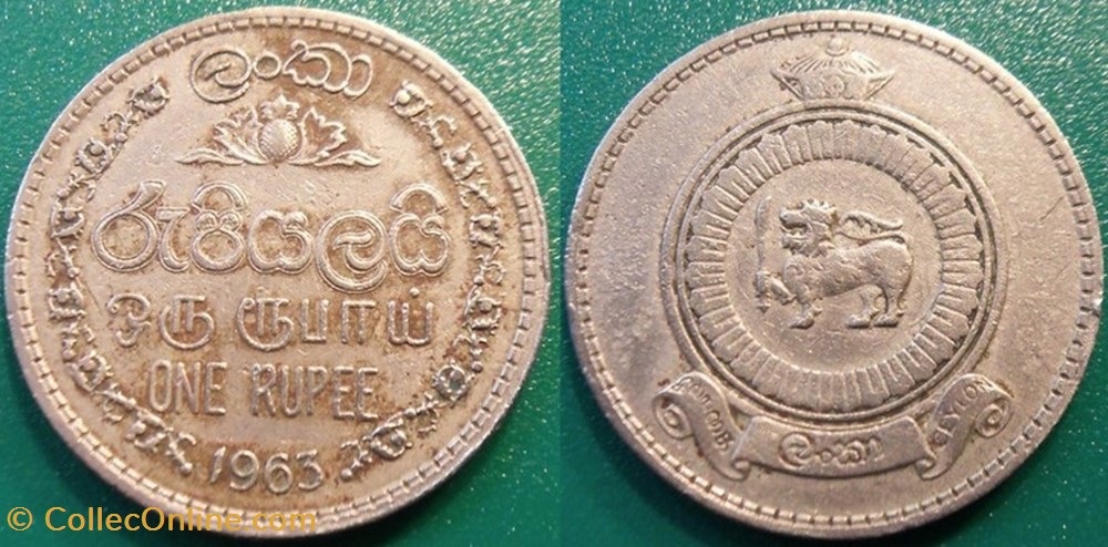 1 Roupie 1963 - Coins - World - Sri Lanka - Metal Copper-Nickel
