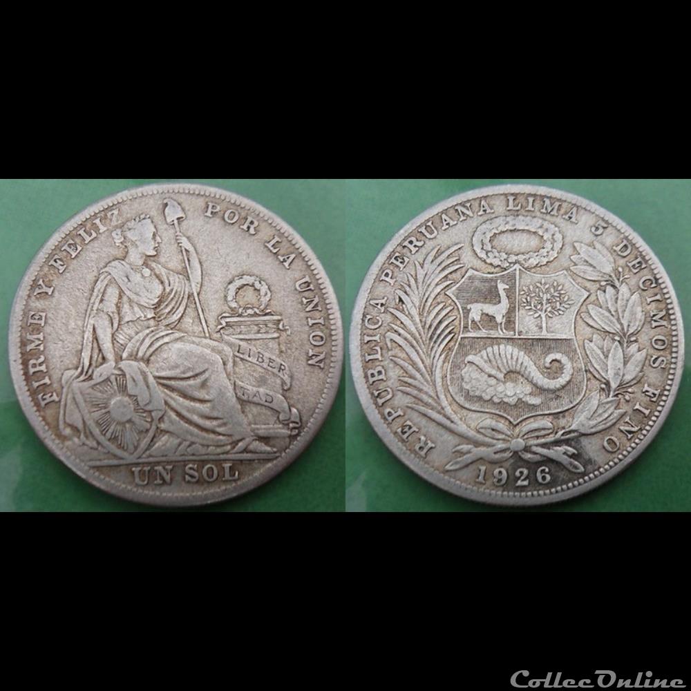 monnaie france moderne perou 1 sol 1926