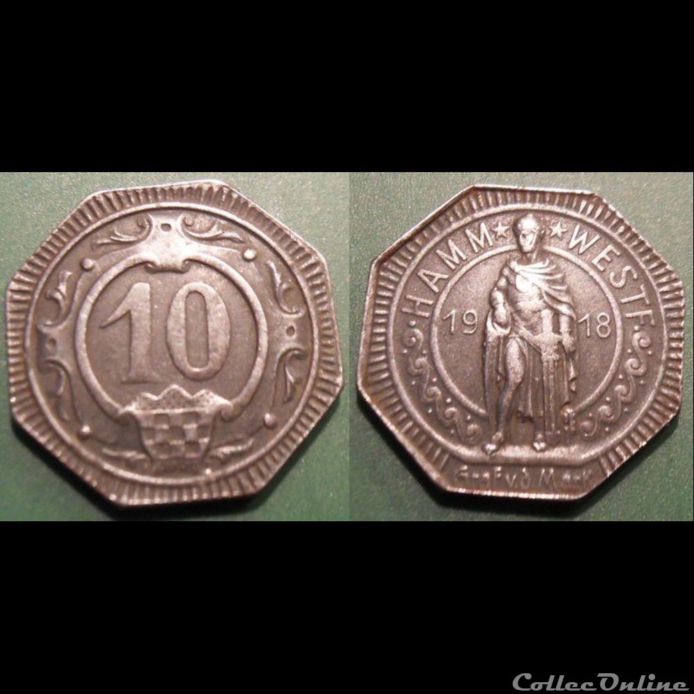 monnaie jeton mereaux q mn etr germany westphalie 10 pfennig 1918