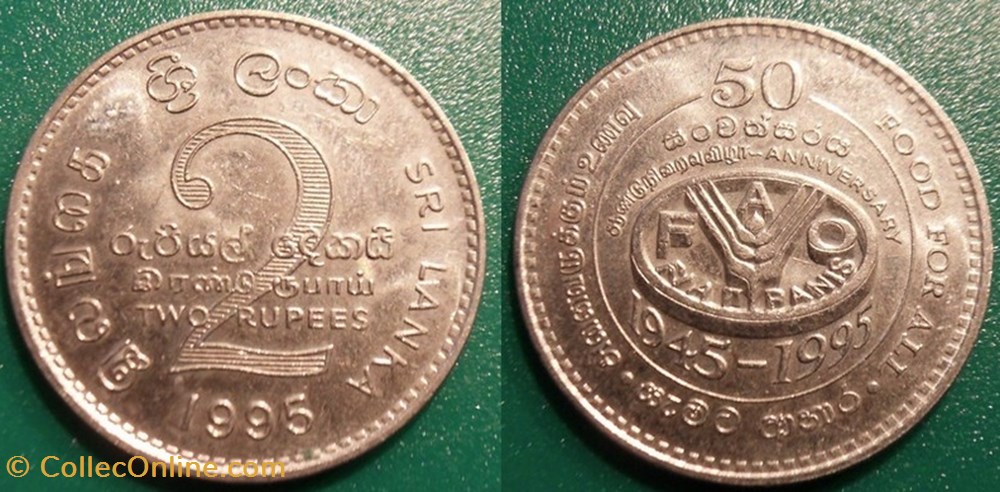 2 Roupies 1995 FAO monnaies monde sri lanka 2 roupies 1995 fao