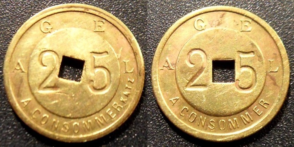 f- Jeton à consommer 25c A G E L monnaies paranumismatique jetons poids f jeton a consommer 25c a g e l