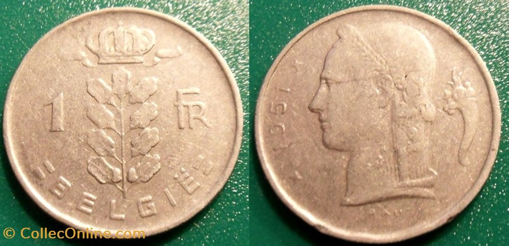 1 Franc 1951 Belgie monnaie monde belgique 1 franc 1951 belgie