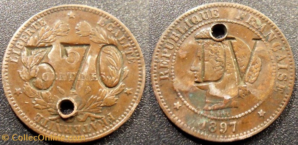 divers monnaie 5 centimes ceres 1897 a contremarquee