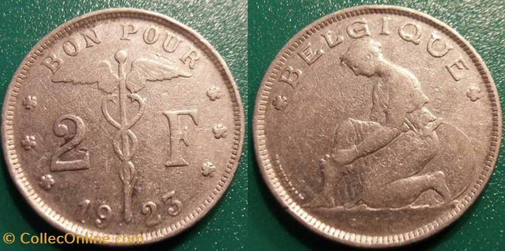 2 Francs 1923 Belgique monnaie monde 2 francs 1923 belgique
