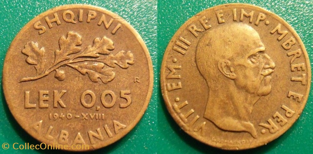 0.05 Lek 1940-1941 Occupation Italienne monnaie monde albanie 0 05 lek 1940 1941 occupation italienne