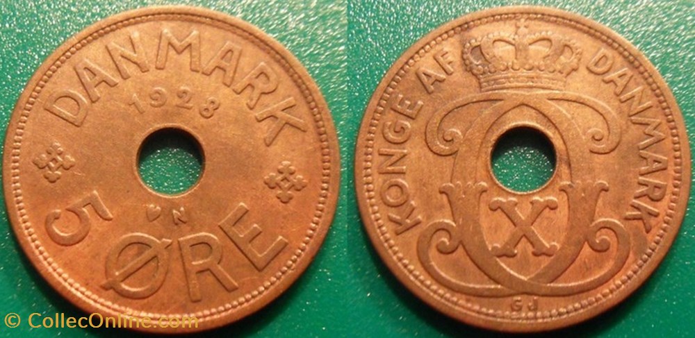 5 Ore 1928 monnaie monde danemark 5 ore 1928
