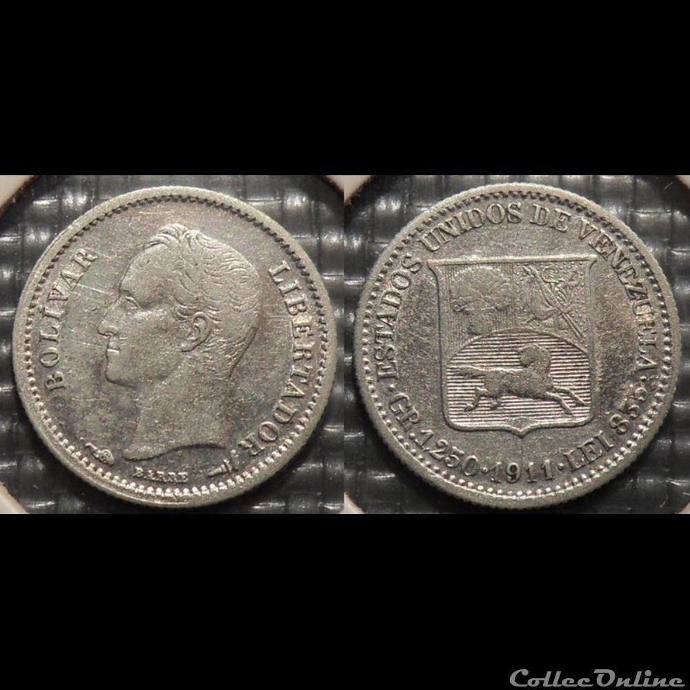 monnaies venezuela 1 4 bolivar 1911