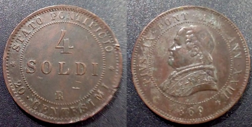 Vatican 4 Soldi Pie IX 1869 monnaies monde vatican 4 soldi pie ix 1869