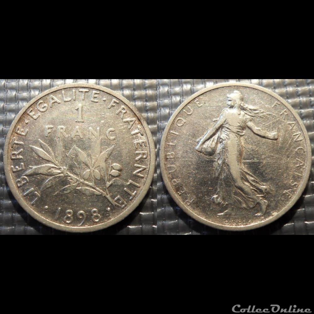 Ha 1 franc Semeuse 1898 23mm 5g monnaie france moderne ha 1 franc semeuse 1898 23mm 5g