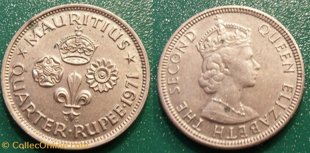 1/4 Roupie 1971 monnaie monde maurice 1 4 roupie 1971