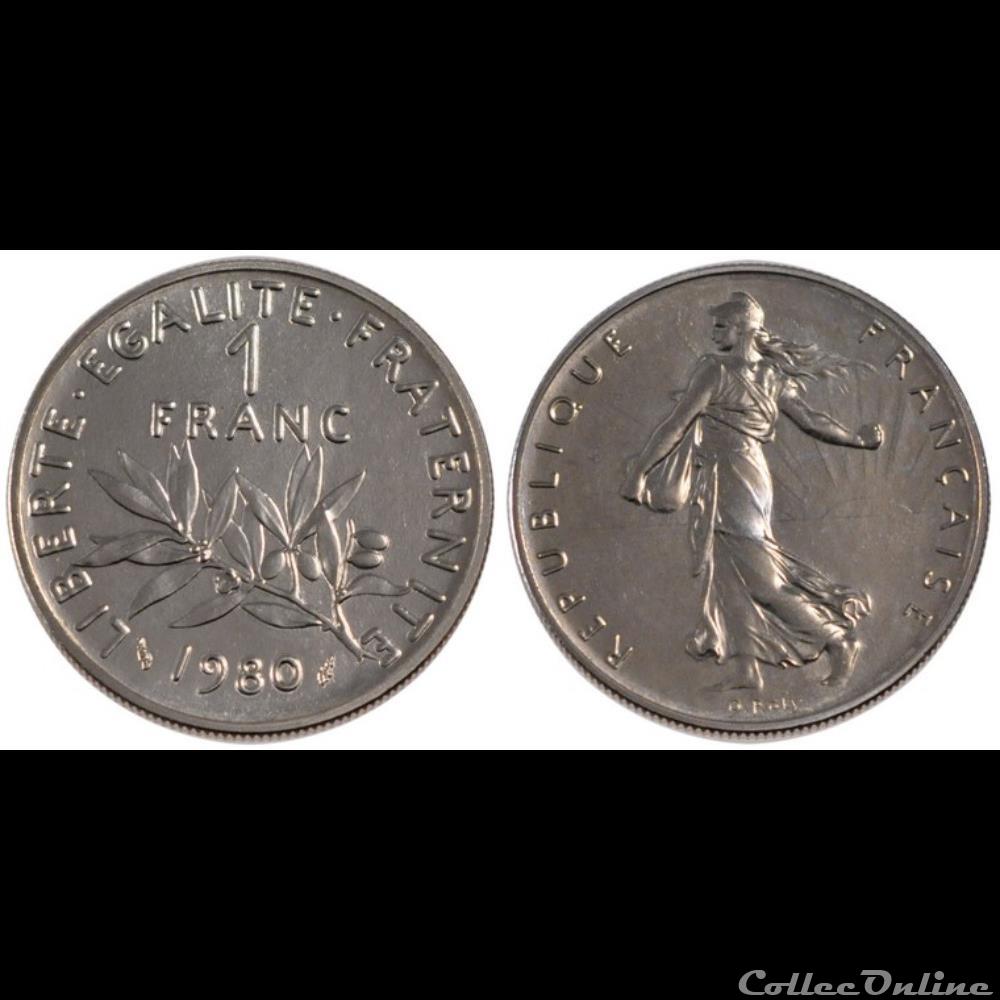 Hg 1 franc semeuse 1980 24mm 6g monnaie france moderne hg 1 franc semeuse 1980 24mm 6g