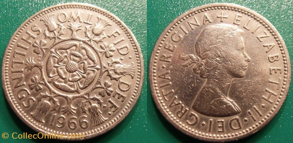 monnaie monde royaume uni 2 shillings 1966