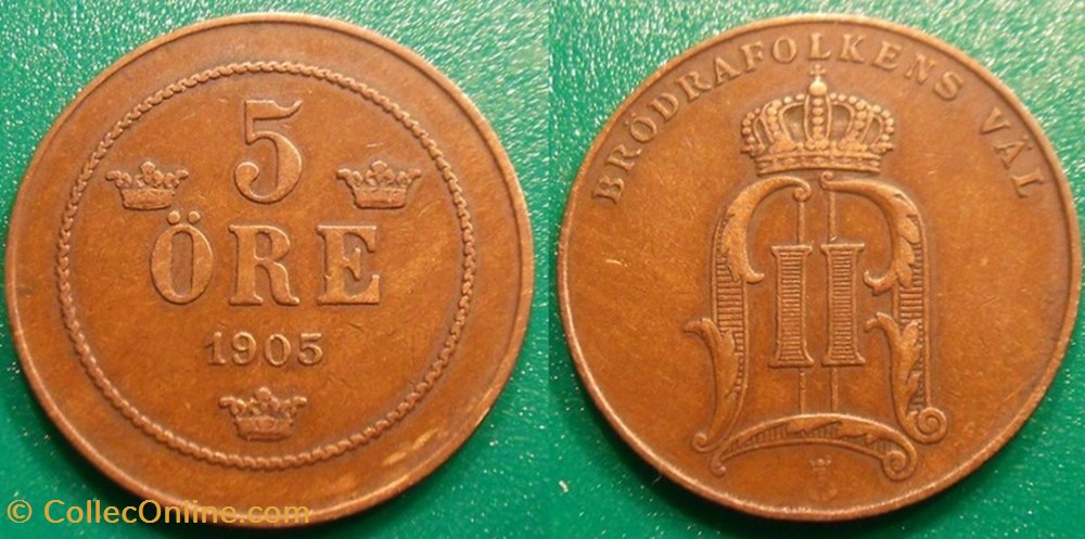 Suède 5 Ore 1905 monnaie monde suede 5 ore 1905