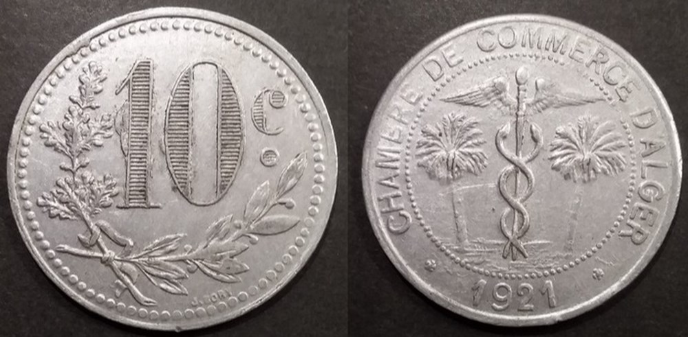 Algérie Alger 10 Centimes Chambre de Commerce 1921 monnaies colonies francaises algerie alger 10 centimes chambre de commerce 1921