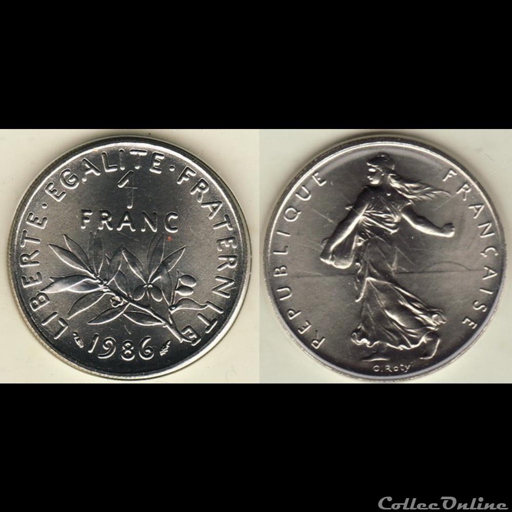 Hg 1 franc semeuse 1986 24mm 6g monnaie france moderne hg 1 franc semeuse 1986 24mm 6g