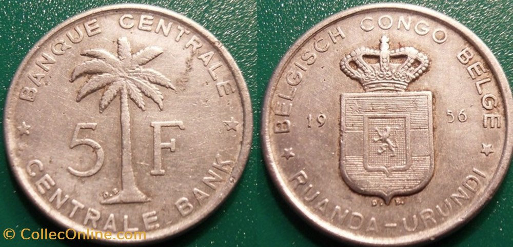 monnaie monde 5 francs 1956 congo belge rwanda burundi