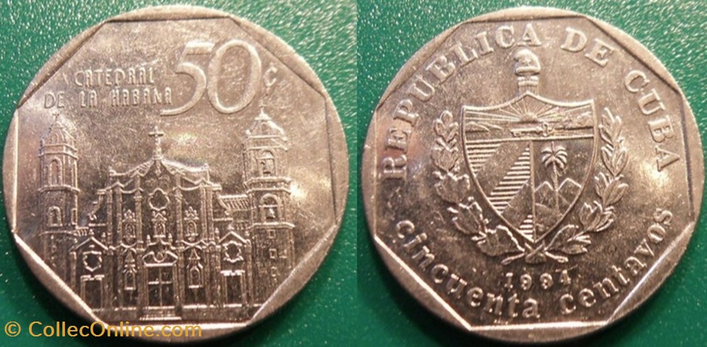 50 Centavos 1994 monnaie monde cuba 50 centavos 1994