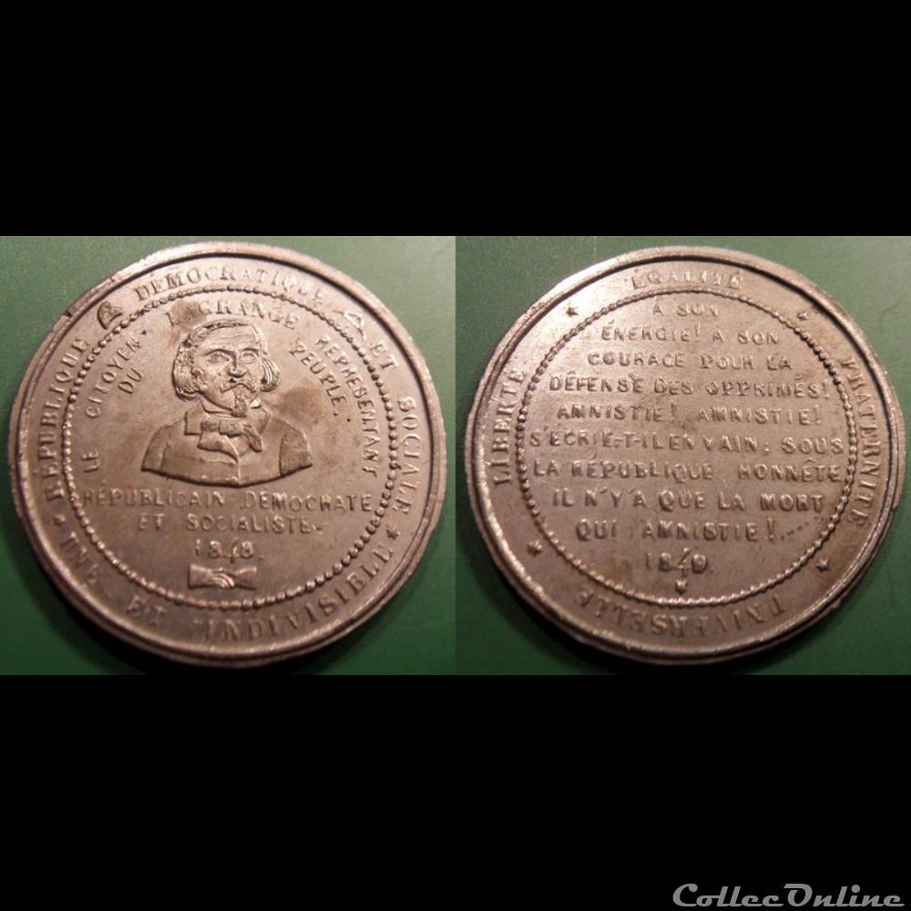 autre medaille citoyen lagrange revolution 1848 defense des opprimes