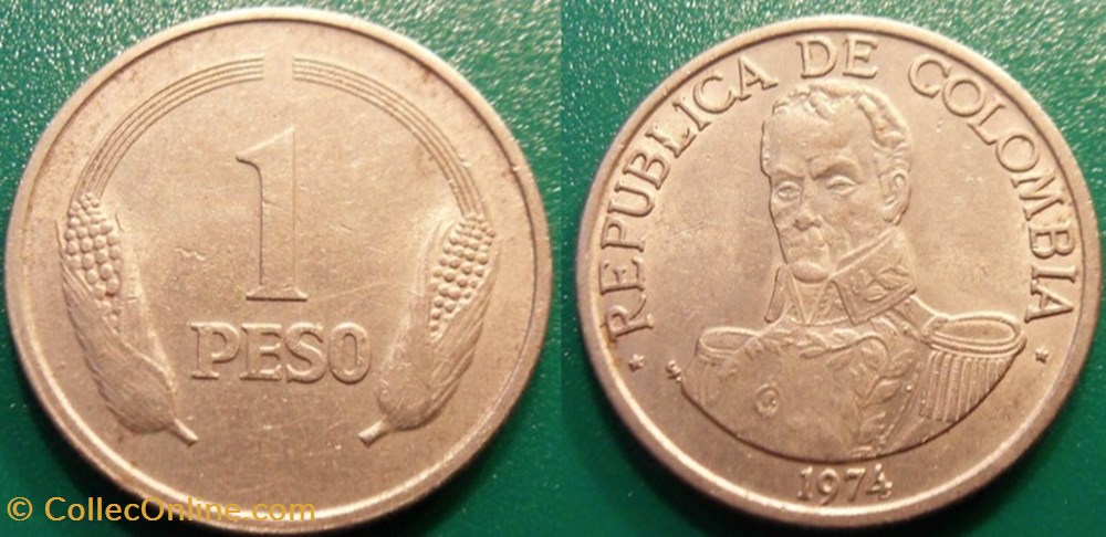 1 Peso 1974 monnaie monde colombie 1 peso 1974