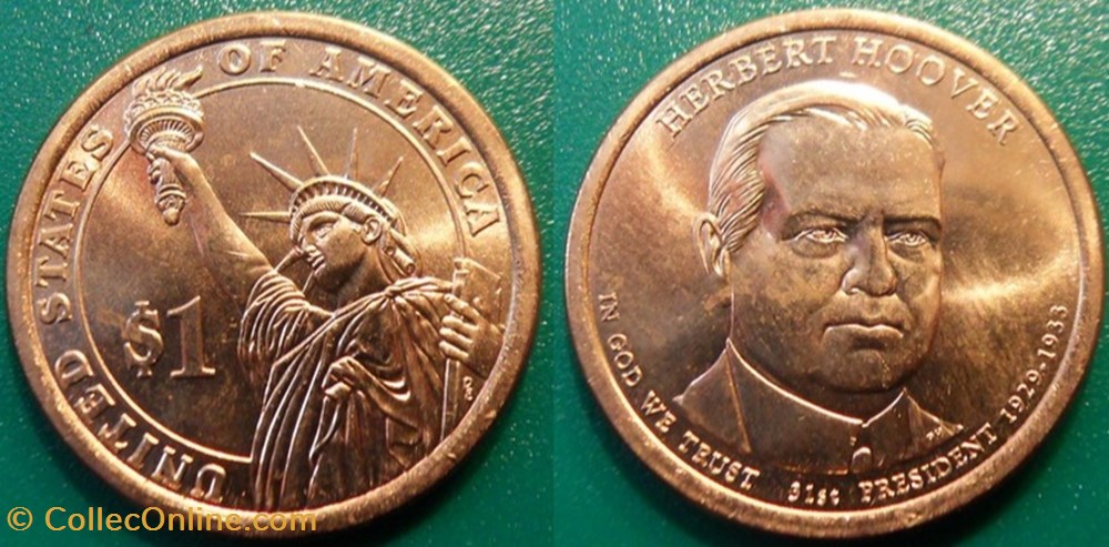 1 dollar Presidents: 1929-1933 Herbert Hoover monnaie monde etat uni 1 dollar presidents 1929 1933 herbert hoover